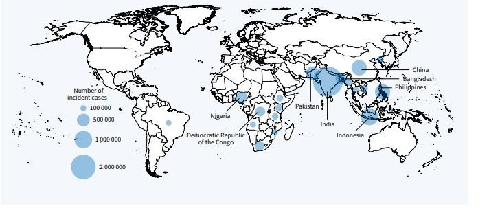 Estimated Global TB incidence 2021