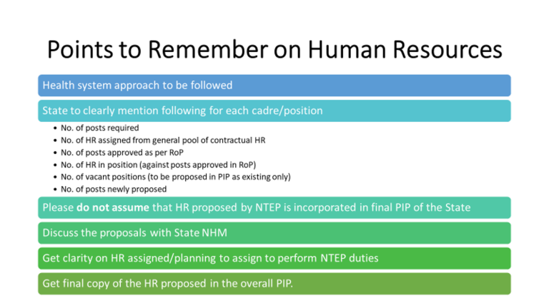 Points to remember on HR for NHM PIP